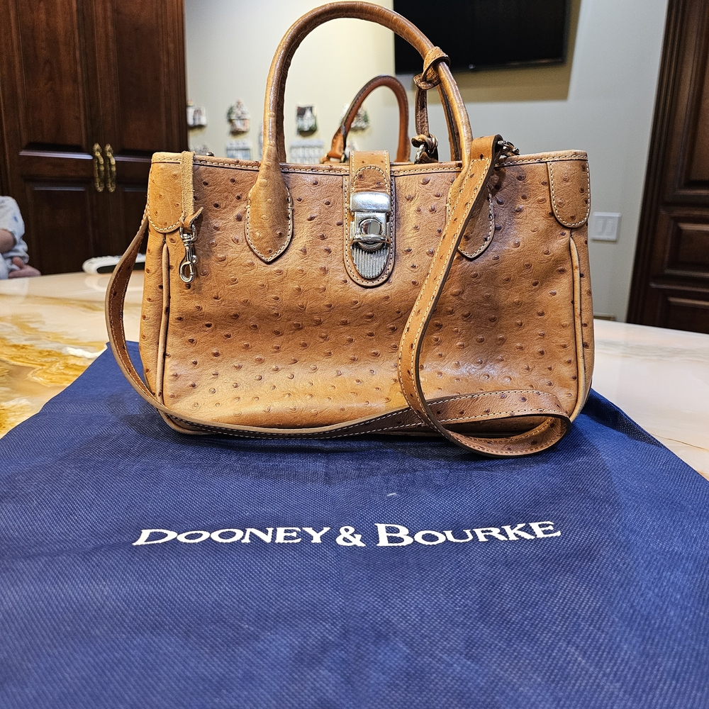 Dooney & Bourke Tan Ostrich-Embossed Crossbody Bag
